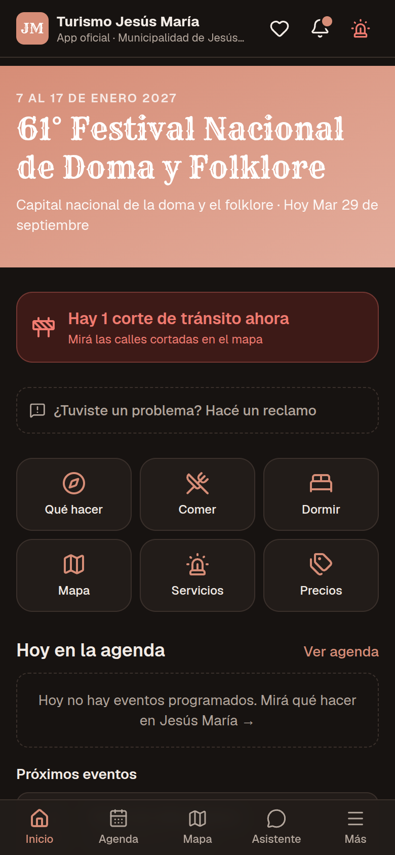 Sitio turístico de Jesús María en un celular (ejemplo)